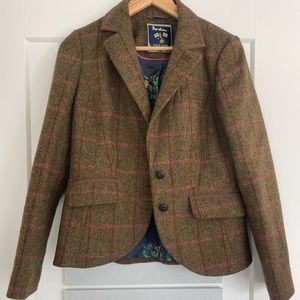 Boden brown Tweed Blazer with Pink Windowpane